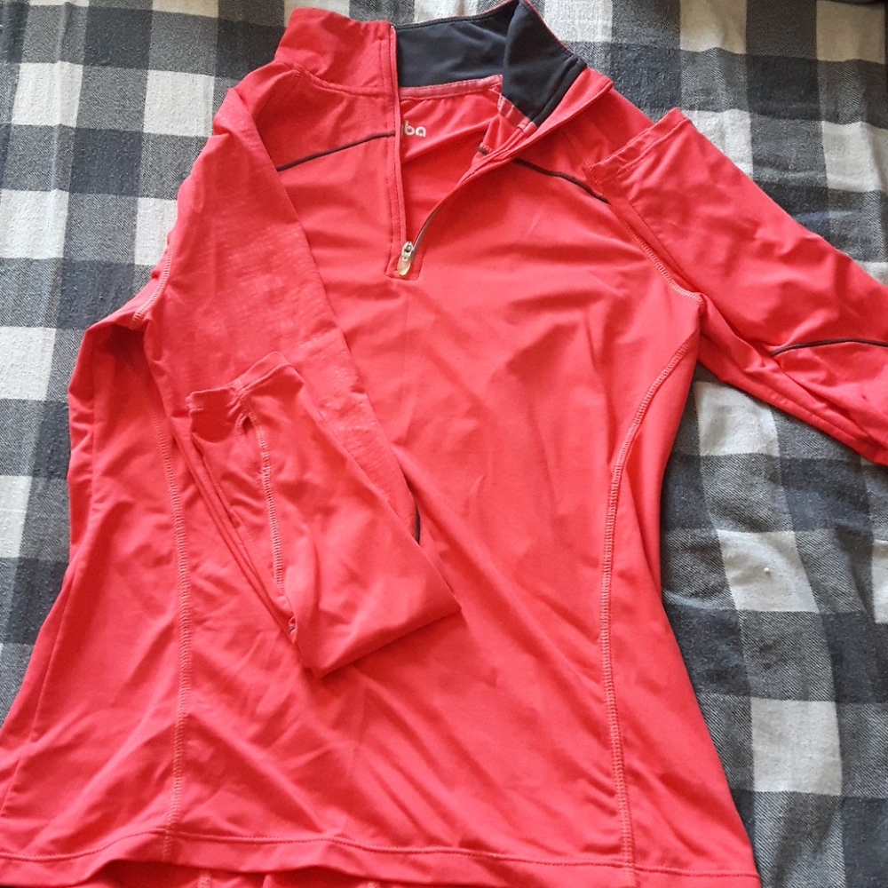 Bright pink quarter zip